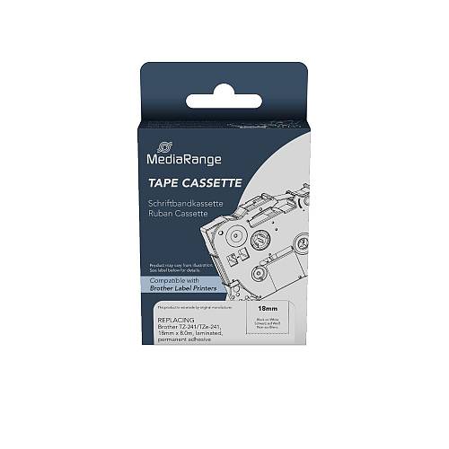 Ετικέτες Γενικής Χρήσης Mediarange ( Brother TZ-241/TZe-241, 18mm, 8m, Laminated and Permanent Adhesive, Black on White) (MRBTZ241)