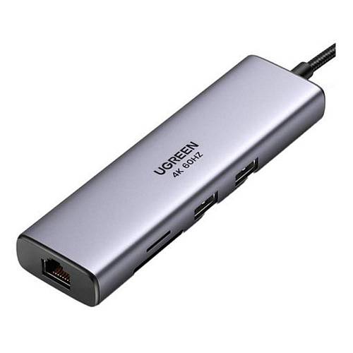 Ugreen Adapter Hub USB-C to 2x USB 3.0 HDMI RJ45 SD/TF (90568) (UGR90568)