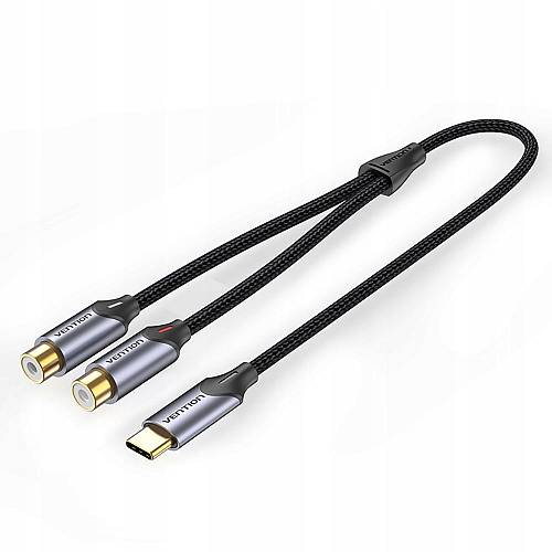 VENTION Type-C Male to 2RCA Female Cable 1.5M Gray Aluminum Alloy Type (BGVHG) (VENBGVHG)
