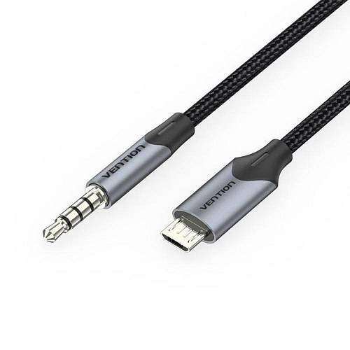 VENTION Micro USB Male to TRRS 3.5mm Male Audio Cable 1M Black (BDGBF) (VENBDGBF)