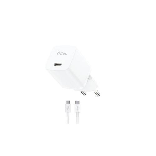 ttec SmartCharger GAN 30W PD Travel Fast Charger + USB-C - USB-C 60W Cable White (2SCG30CB) (TTEC2SCG30CB)