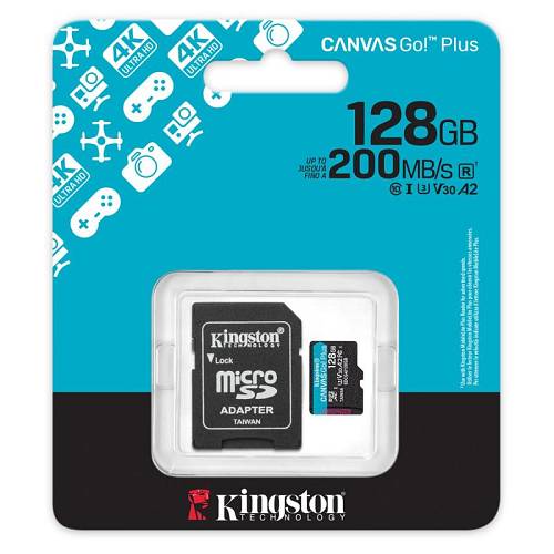 Κάρτα μνήμης Micro SDXC C10 UHS-I U3 Kingston Canvas Go! Plus 200MB/s 128Gb + 1 ADP