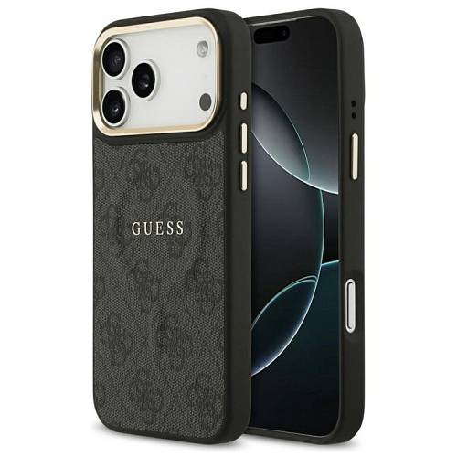 Θήκη PU Guess MagSafe Apple iPhone 17 Pro Hardcase Classic 4G Μαύρο