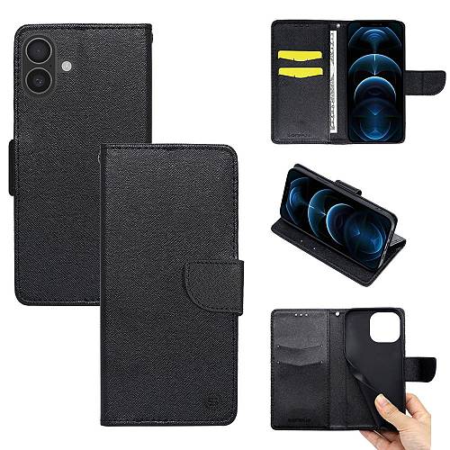 Θήκη Πορτοφόλι Sonique Trend Wallet Apple iPhone 16 Μαύρο