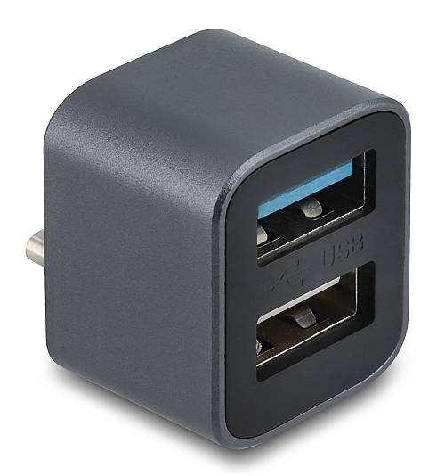 DELOCK mini USB hub 64359, 2x θυρών, USB 3.2, 10Gbps, USB-C σύνδεση, γκρι 64359
