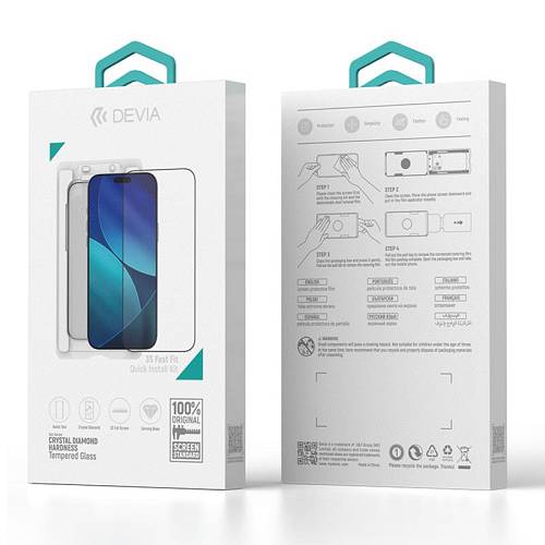 Tempered Glass Crystal Diamond Hardness Devia Apple iPhone Air με Βοηθητικό Εργαλείο Van Μαύρο (1 τεμ.)