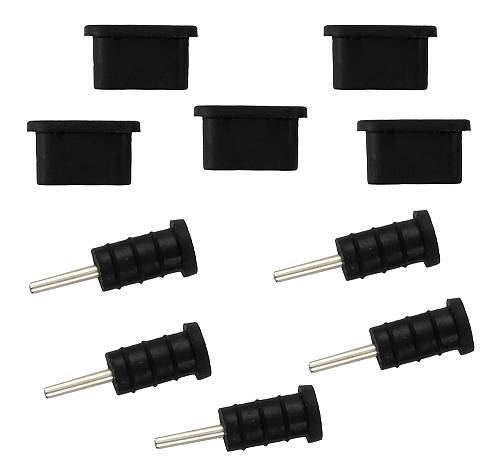 Σετ καλύμματα προστασίας για θύρα USB-C & 3.5mm AK327, μαύρο, 10τμχ AK327