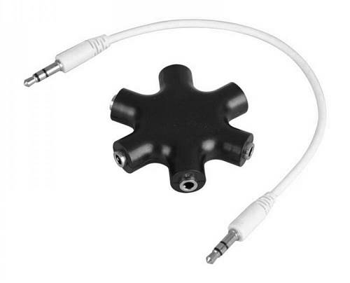 POWERTECH αντάπτορας 6x 3.5mm θηλυκό CAB-J054, με καλώδιο 3.5mm, μαύρος CAB-J054