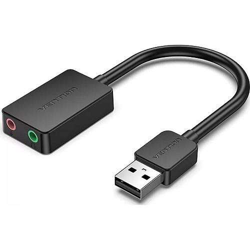 VENTION 2-Port USB External Sound Card 0.15M Black (CDYB0) (VENCDYB0)