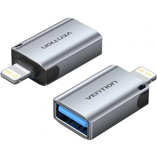 VENTION USB-A Female to Lightning Male OTG Adapter Gray Aluminum Alloy Type (CUCH0) (VENCUCH0)