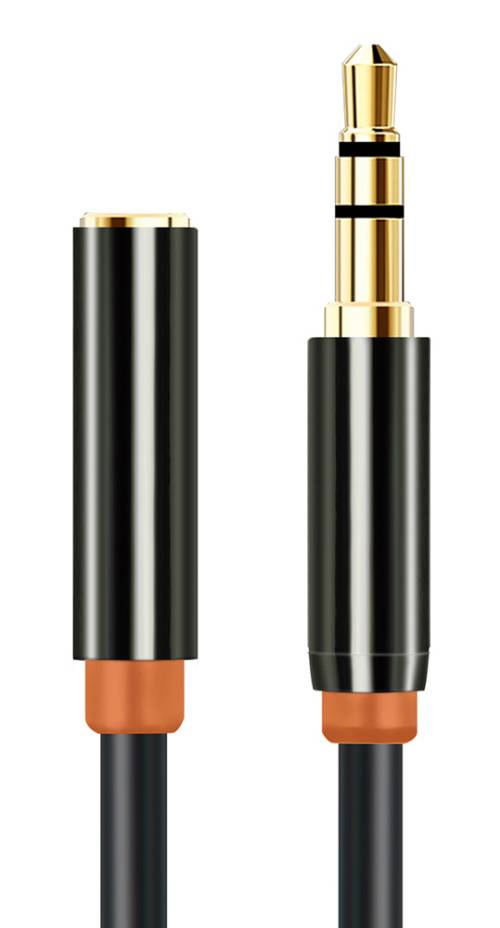 CABLETIME καλώδιο προέκτασης ήχου 3.5mm CT-AV311-P11FG, gold plated, 0.5m, μαύρο AV311-P11FG-B0.5