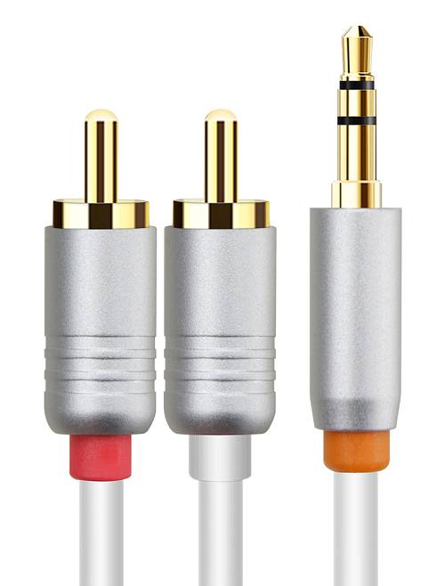 CABLETIME καλώδιο ήχου 3.5mm σε 2x RCA CT-AV314-P12G, 1m, λευκό CT-AV314-P12G-W1