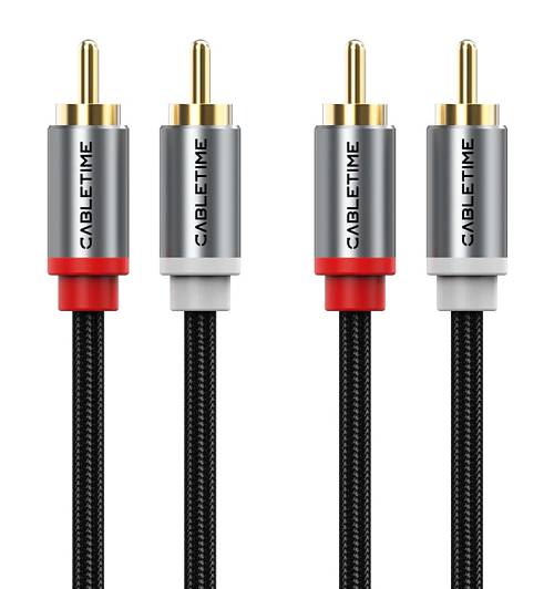 CABLETIME καλώδιο ήχου 2x RCA σε 2x RCA CT-RCA, 1m, μαύρο CT-RCA-AG1
