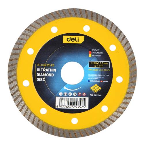 DELI δίσκος κοπής διαμαντέ DH-CQP125-E3, δομικών υλικών, ultrathin, 125mm, 12250rpm, wet & dry DH-CQP125-E3