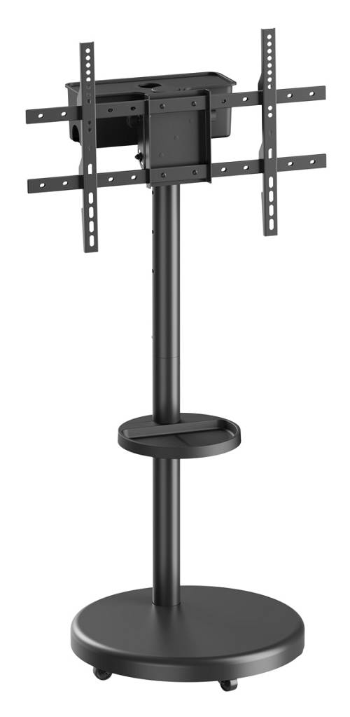 BRATECK βάση τηλεόρασης δαπέδου FS38-46TWE, 37-86", έως 50kg, με ράφι & cable management, ροδάκια, μαύρη FS38-46TWE