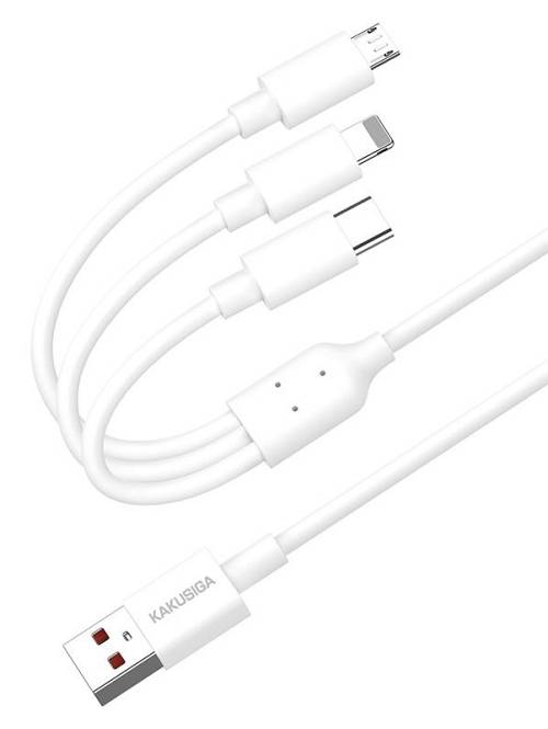 KAKUSIGA καλώδιο USB σε USB-C/Lightning/Micro USB KSC-1021, 5A, 1.2m, λευκό KSC-1021