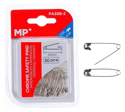MP παραμάνες PA358-2, μεταλλικές, 25mm, ασημί, 50τμχ PA358-2