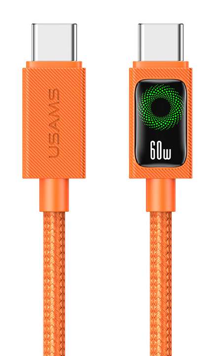 USAMS καλώδιο USB-C SJ773, 60W, 480Mbps, 1.2m, πορτοκαλί SJ773USB02