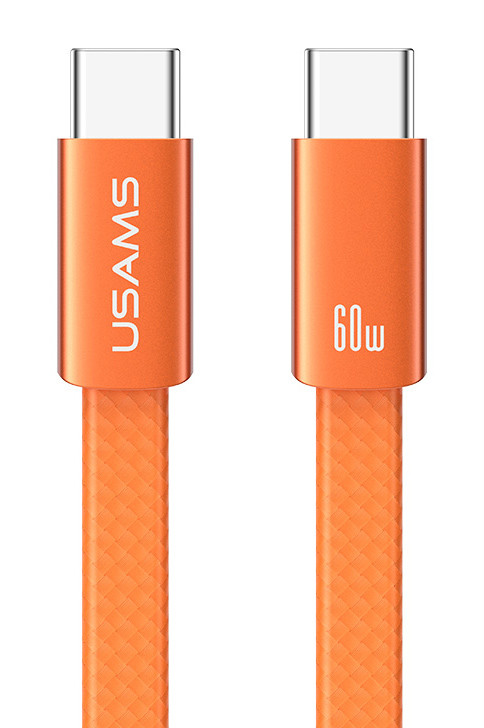 USAMS καλώδιο USB-C SJ783, 60W, 480Mbps, flat, 1.2m, πορτοκαλί SJ783USB02