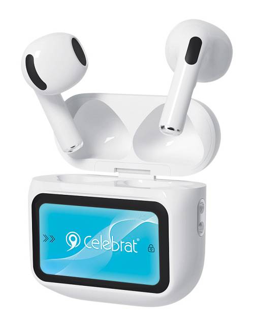 CELEBRAT earphones με θήκη φόρτισης W76, True Wireless, 13mm, 25/300mAh, λευκά W76