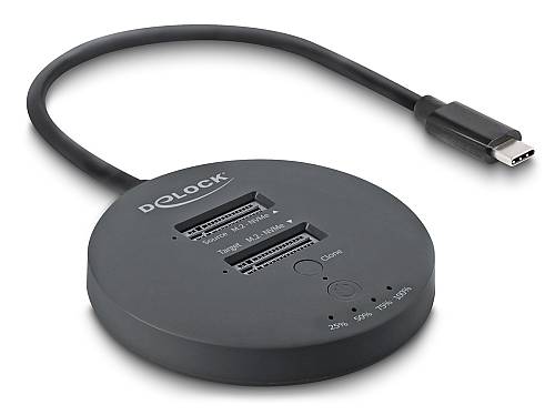 DELOCK docking station για M.2 NVMe PCIe SSD 64364, 2 θέσεων, 20Gbps, clone function, μαύρο 64364