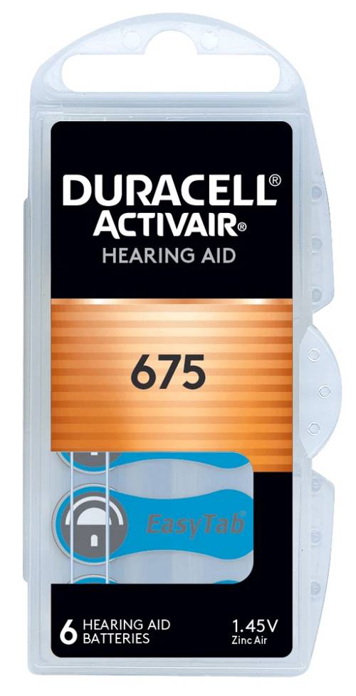DURACELL μπαταρίες ακουστικών βαρηκοΐας Activair 675, 1.45V, 6τμχ D675