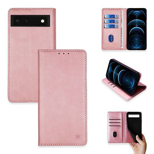 Θήκη Πορτοφόλι Vintage Magnet Wallet Sonique Google Pixel 6a Ροζ Χρυσό