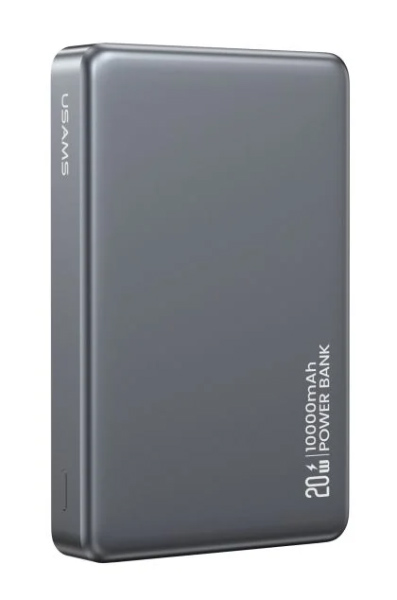 USAMS power bank CD242, magnetic wireless, USB-C έξοδος, 10000mAh, 20W, γκρι 10KCD24201