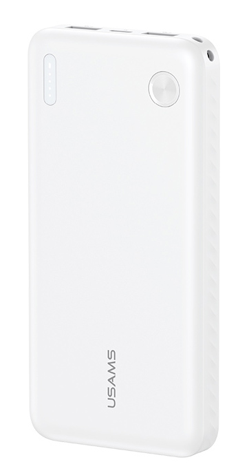 USAMS power bank CD253, 2x θύρες εξόδου, 10000mAh, 10W, λευκό 10KCD25302