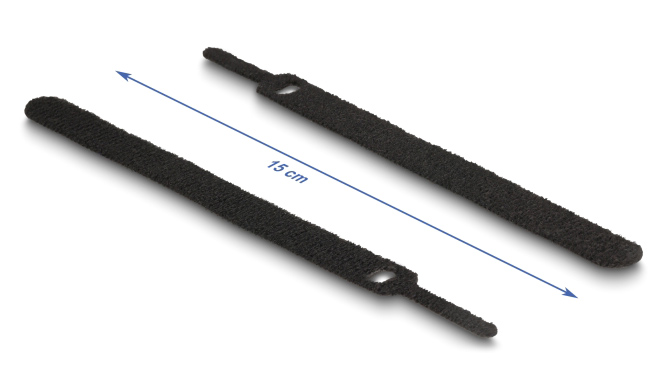 DELOCK δεματικά καλωδίων 19010, τύπου velcro, 12x150mm, μαύρα, 10τμχ 19010