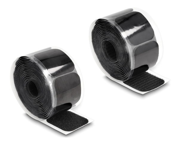 DELOCK αυτοκόλλητα τύπου Velcro 19106 σε ρολό 3m, 45x50mm, μαύρο 19106