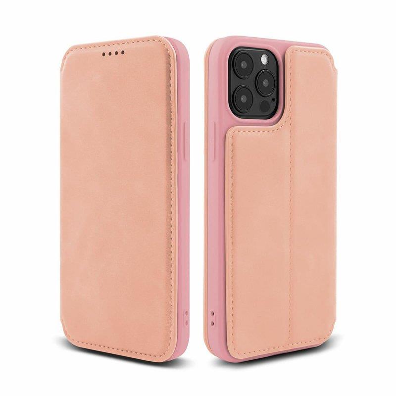 Apple iPhone 12 / 12 Pro - Θήκη Book Style Vintage Μαγνητική Ροζ