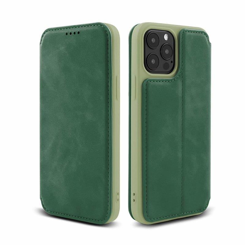 Apple iPhone 12 / 12 Pro - Θήκη Book Style Vintage Μαγνητική Πράσινη