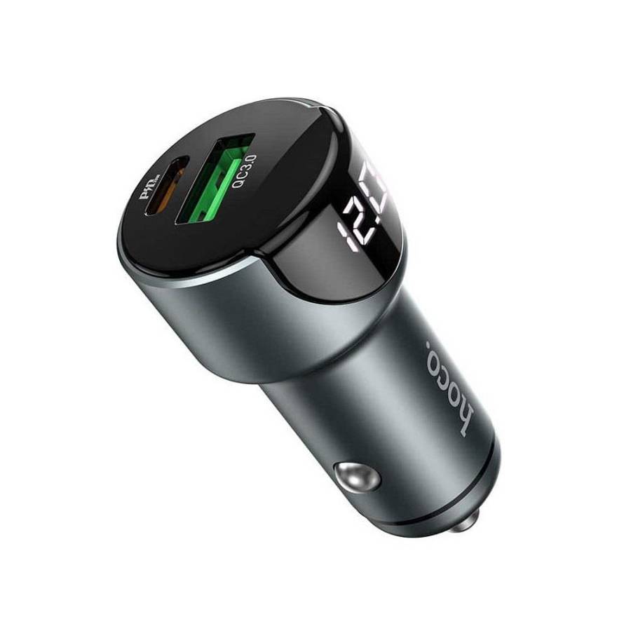 HOCO - Z42 Car Charger USB QC3.0 + PD 20W LED Light road Gray