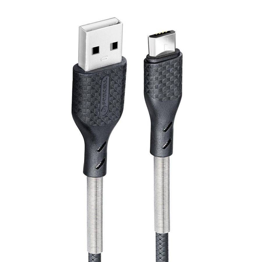 Forcell - Carbon cable USB to Micro 2,4A 18W CB-03A Black 1m