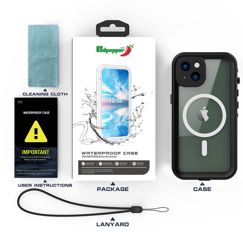 Apple iPhone 14 Plus - Redpepper IP68 Dot+ 360 Full Cover Black