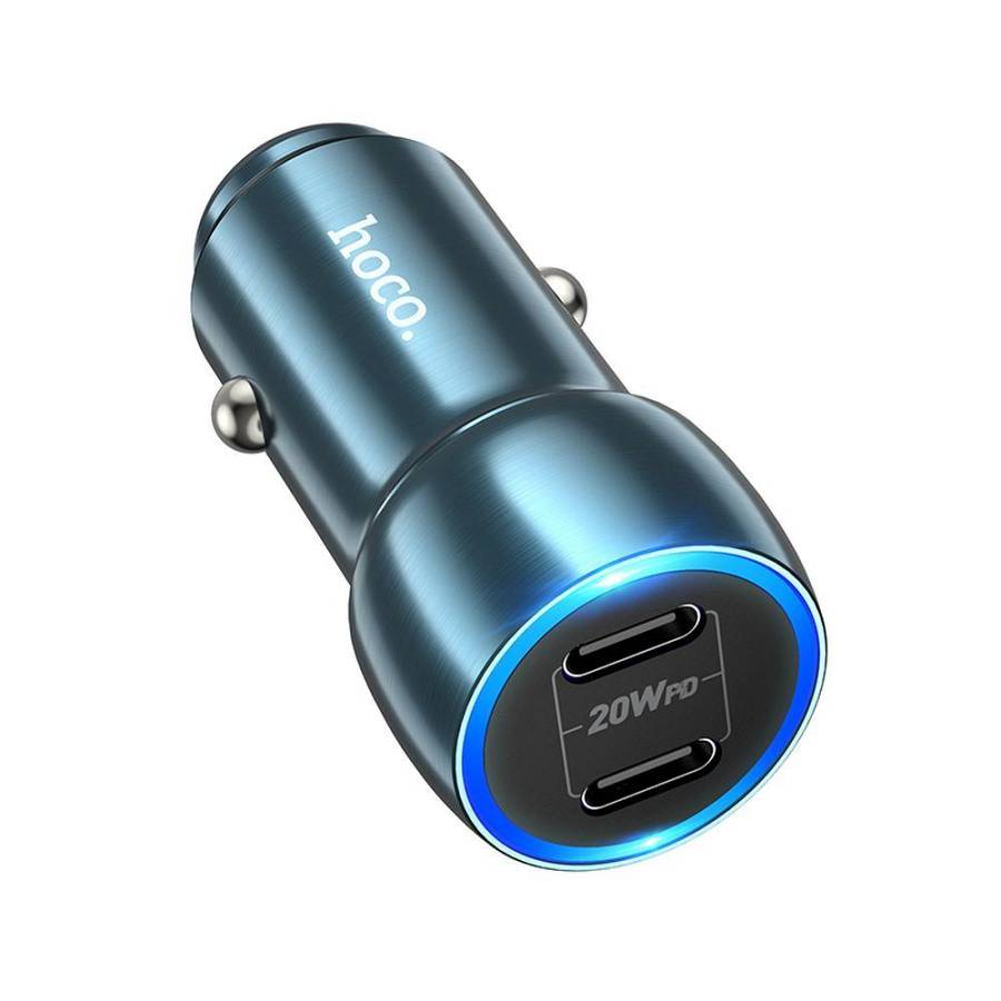HOCO - Z48 car charger 2x Type C PD 40W sapphire blue