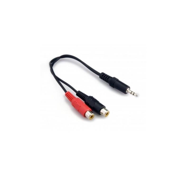 G&BL Audio Adapter Cable, 3,5mm Stereo plug - 2 x RCA plug, Black, L.0,2 m