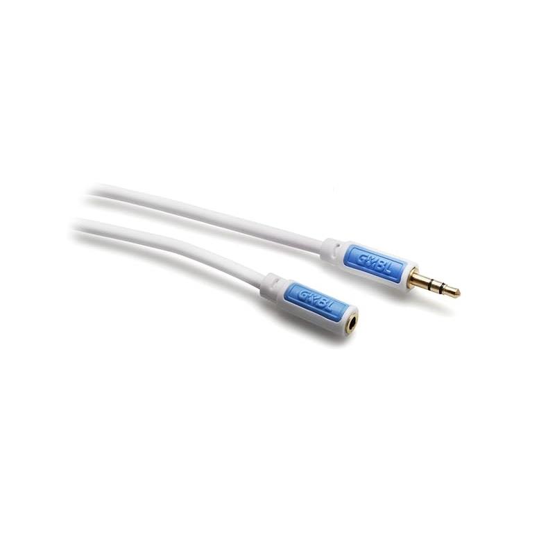 G&BL Audio Cable, Jack 3,5mm plug - Jack 3,5mm socket, Stereo, Shielded, Gold plated, White, L.3,0 m