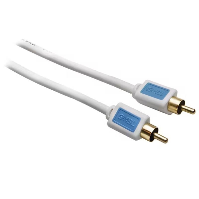 G&BL Audio Cable, RCA plug - RCA plug, 75 OHM impedance, Gold plated, White, L.1,5 m