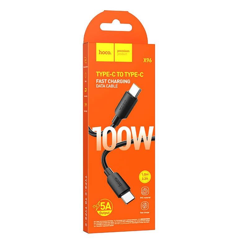 Hoco - X96 Καλώδιο Φόρτισης και Δεδομένων HYPER 100W 1m Type C σε Type C Μαύρο