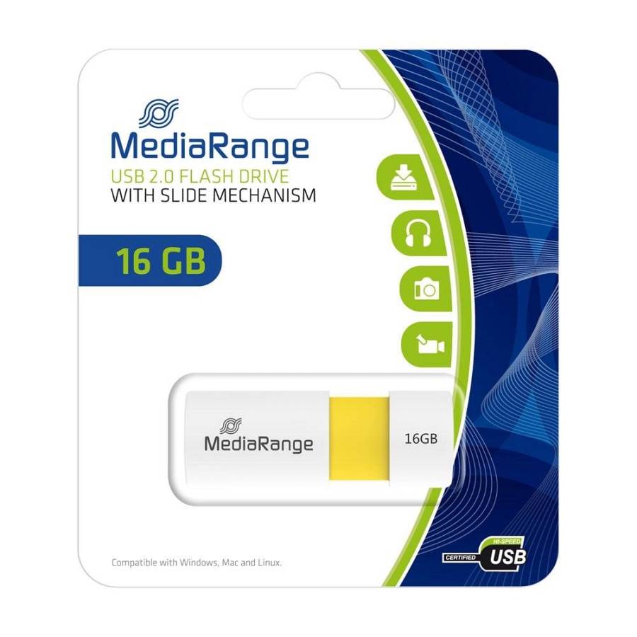 MediaRange - USB 2.0 Flash Drive Color Edition 16GB Yellow