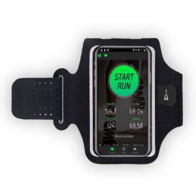 Techsuit - Sports Armband (TH10) - with Headphones Cable Clips, for Phones, max 7 - Black / Gray