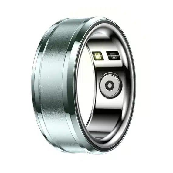 Techsuit - Smart Ring (R3) - Pulse/Blood Pressure/O2 Sat/Temperature/Sleep/Fitness Monitor, IP68, EcTri, Size 62.2mm - Cyan