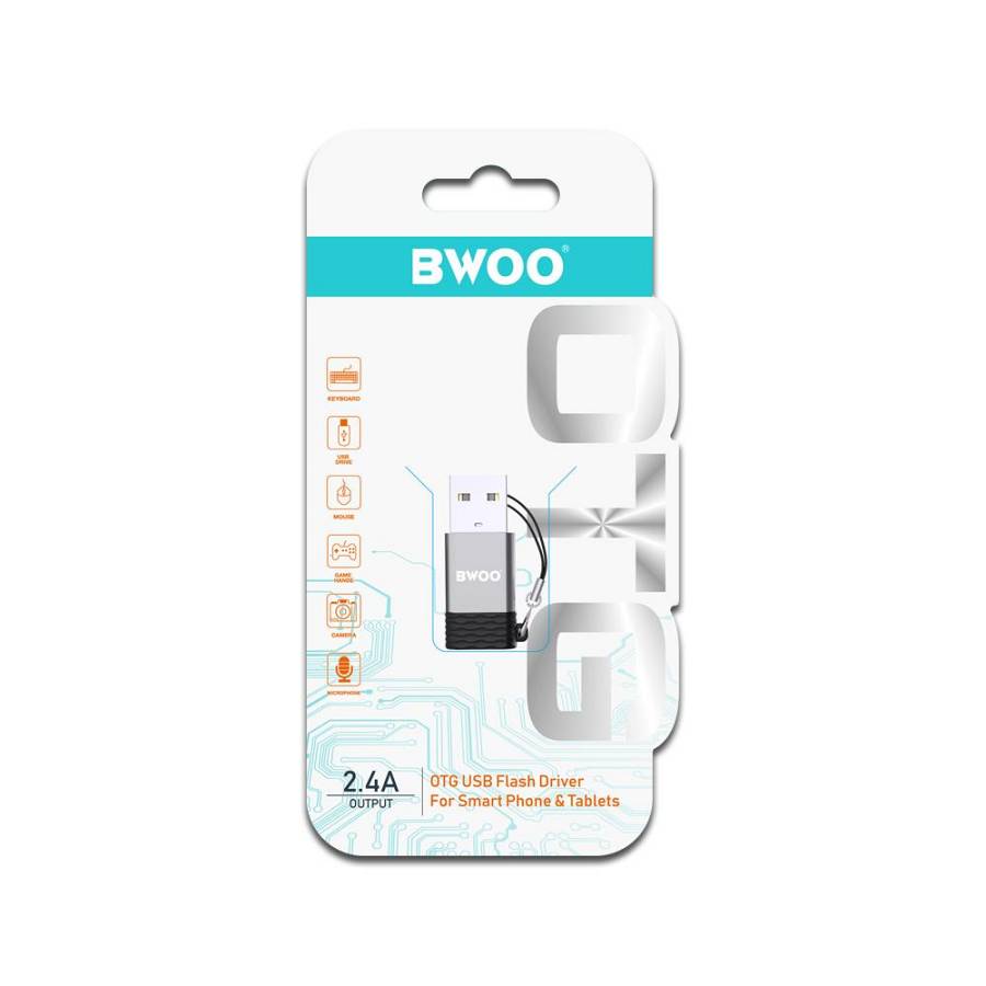 BWOO - Adapter OTG Type C to USB Gray BZ-38