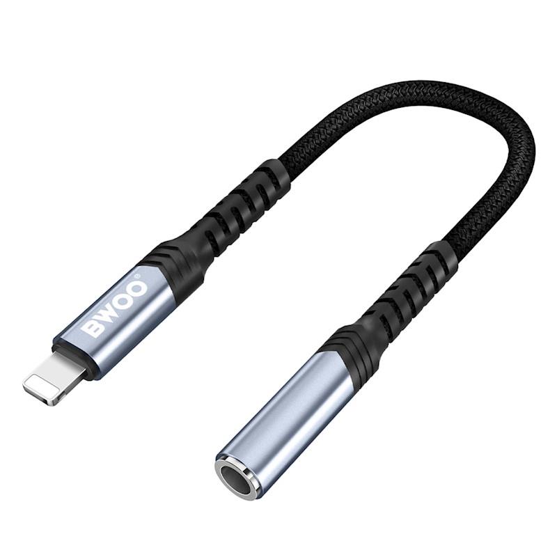 BWOO - Adapter AUX 3,5mm Lightning Black BZ48