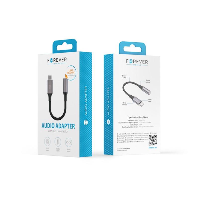 Forever - Adapter audio AJC-01 Jack 3,5mm to Type C black