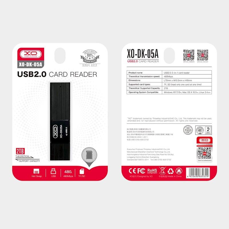 XO - Card reader 2 in 1 DK05A USB 2.0 black