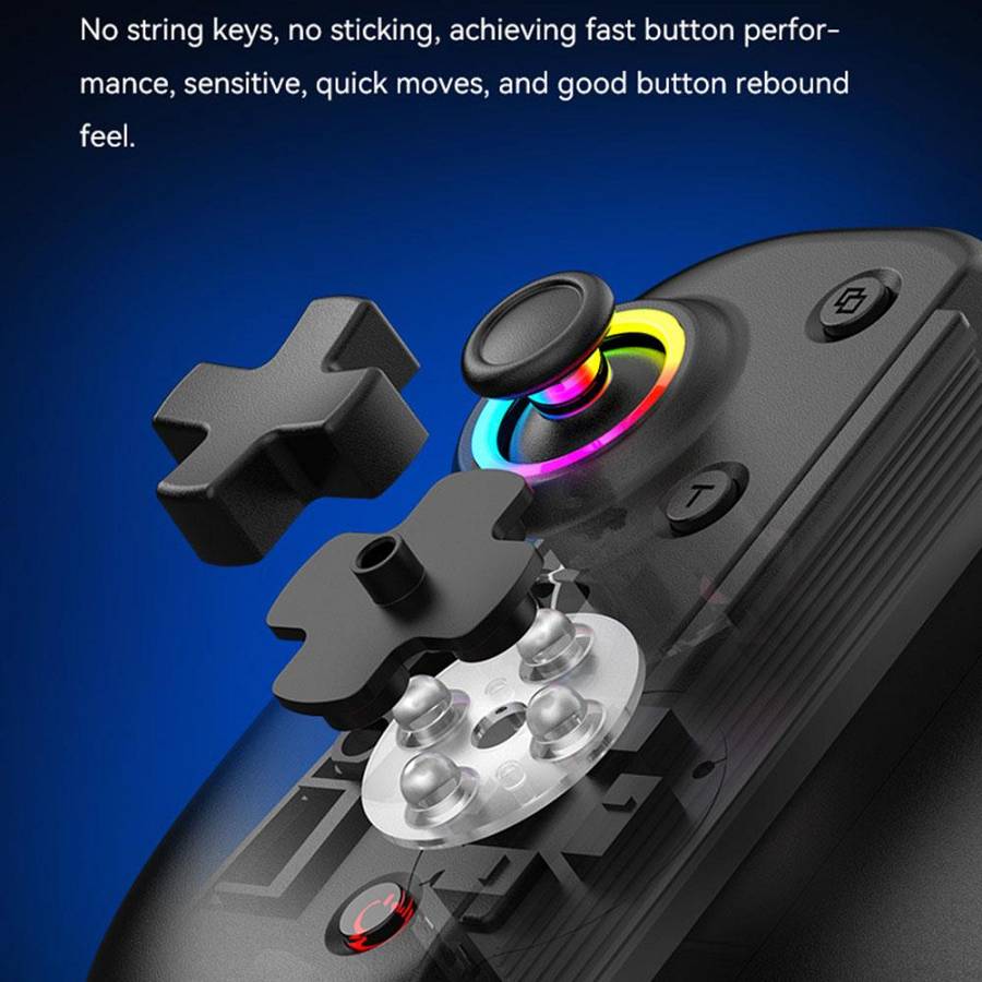 Techsuit - Wireless Controller (BSP-D8 Pro) - for Phones, Tablets (Android, iOS, PS4), Bluetooth, RGB Lights, 400mAh - Black
