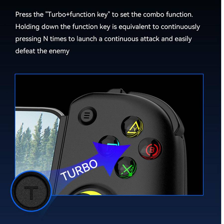 Techsuit - Wireless Controller (BSP-D8 Pro) - for Phones, Tablets (Android, iOS, PS4), Bluetooth, RGB Lights, 400mAh - Black